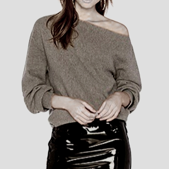 Theory BLACK One shoulder rib sweater 100%merino wool - Picture 1 of 11